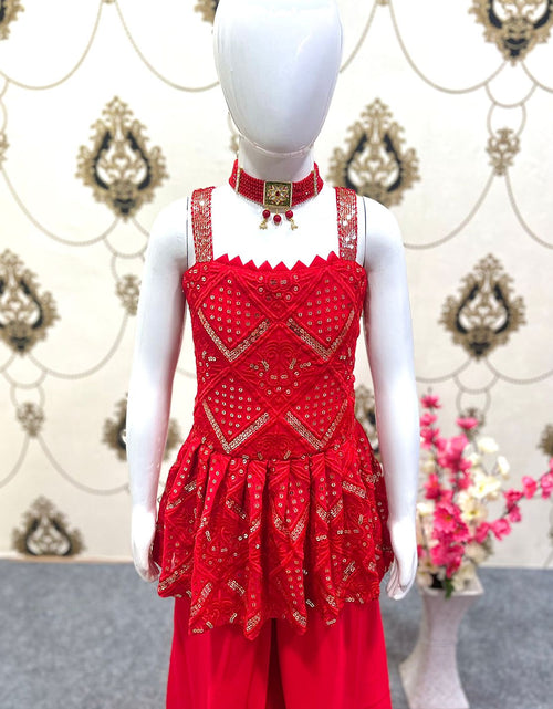 Load image into Gallery viewer, Beautiful Embroidery Party wear Kids Top Sharara dress mahezon

