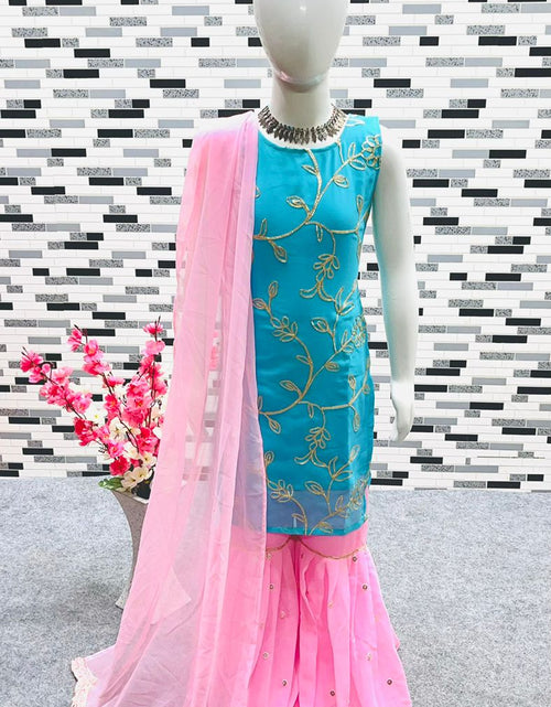 Load image into Gallery viewer, Beautiful Kid Girl Designer Party wear Kurti Sharara with Dupatta Suit mahezon
