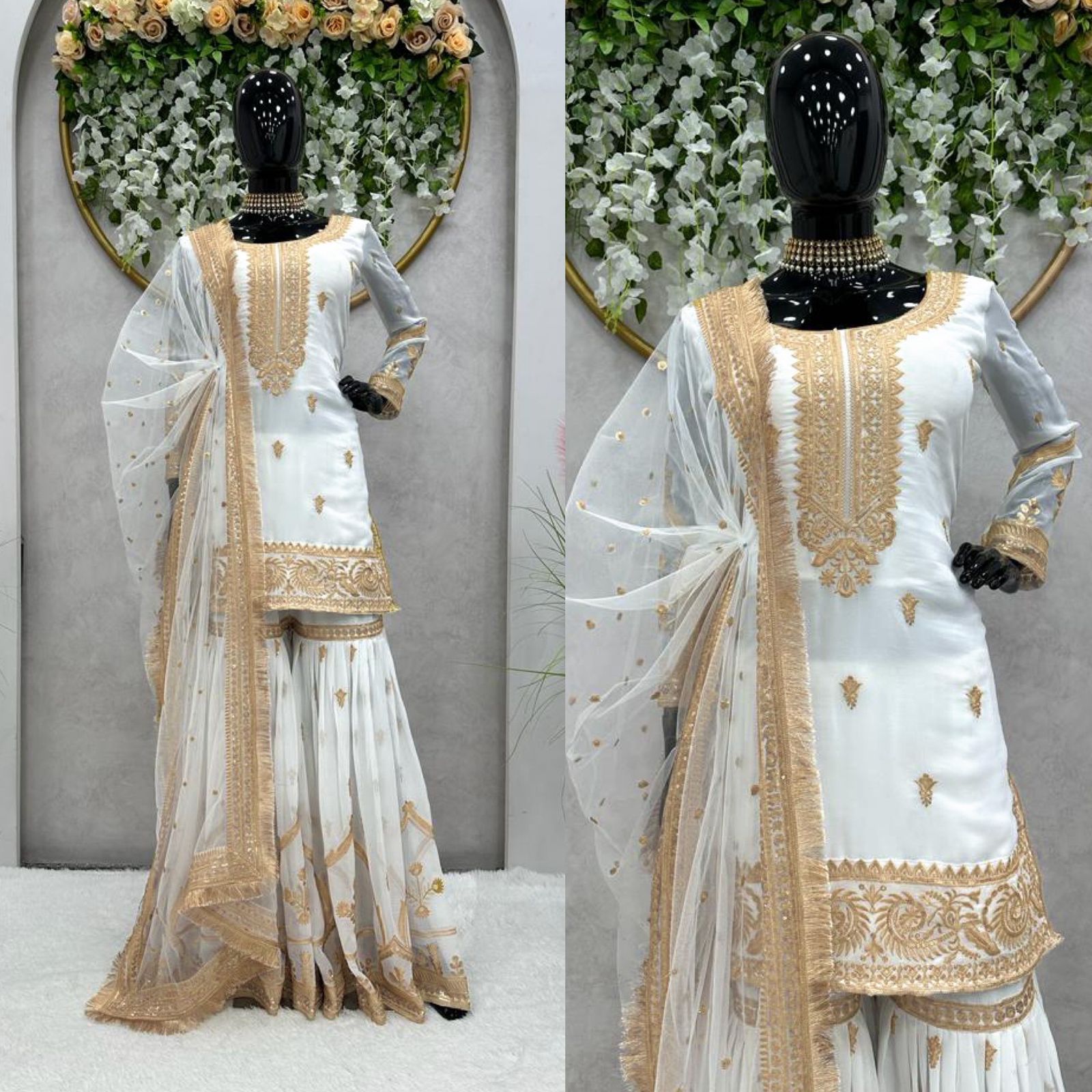 Beautiful Women Wedding Top Sharara with Dupatta Suit mahezon