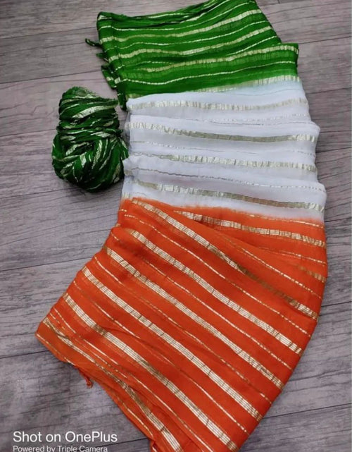 Load image into Gallery viewer, Beautiful Women Tri colour saree for Independence and Republic Day mahezon
