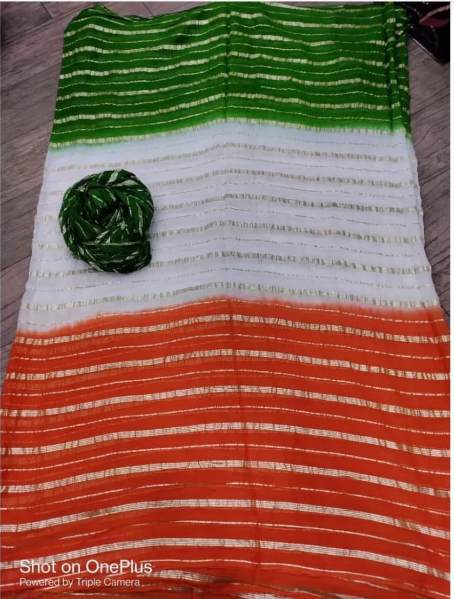 Beautiful Women Tri colour saree for Independence and Republic Day mahezon