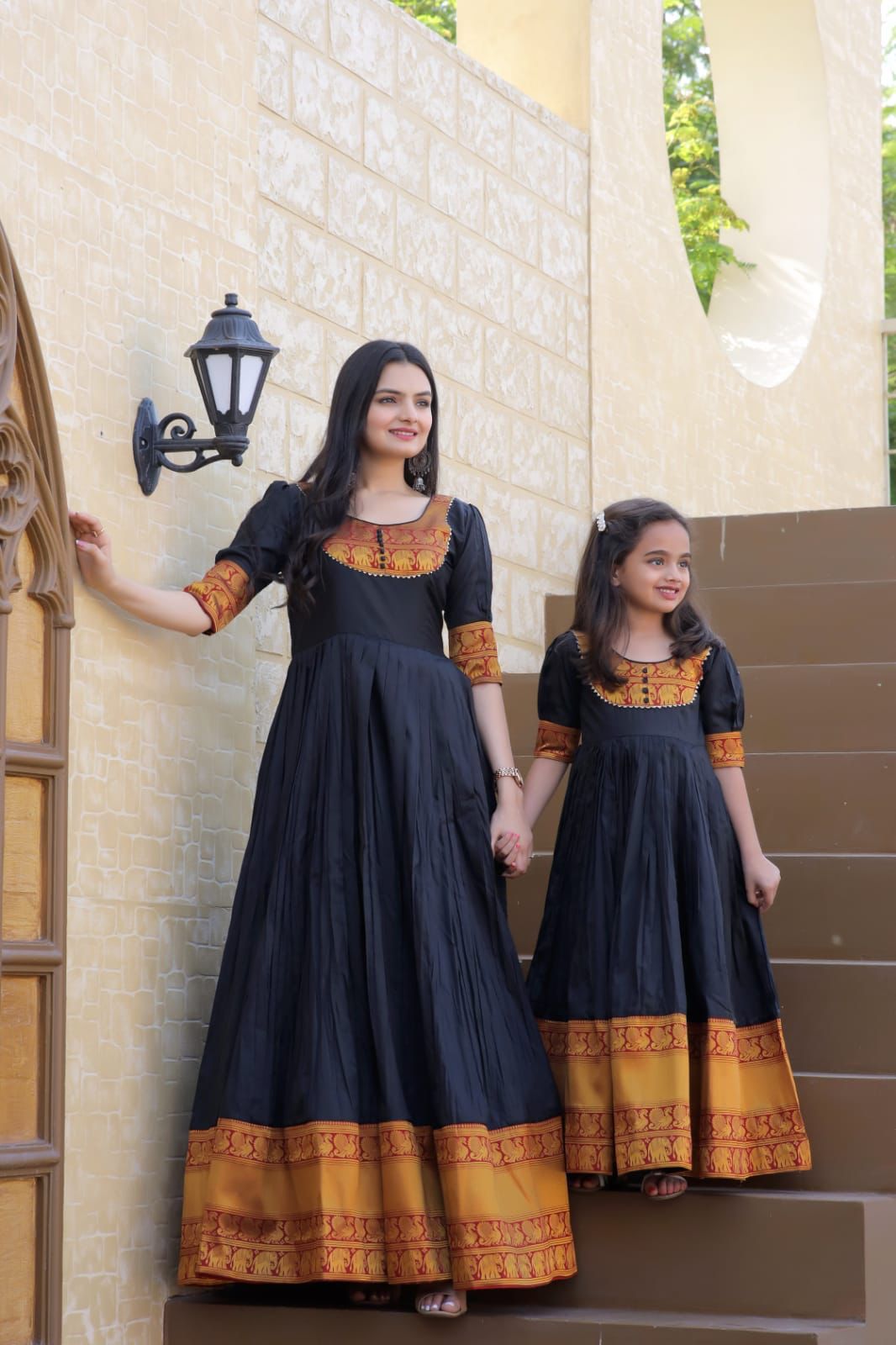Premium Designer Etnic Wear Mom and Daughter Same Matching Gown Collection mahezon