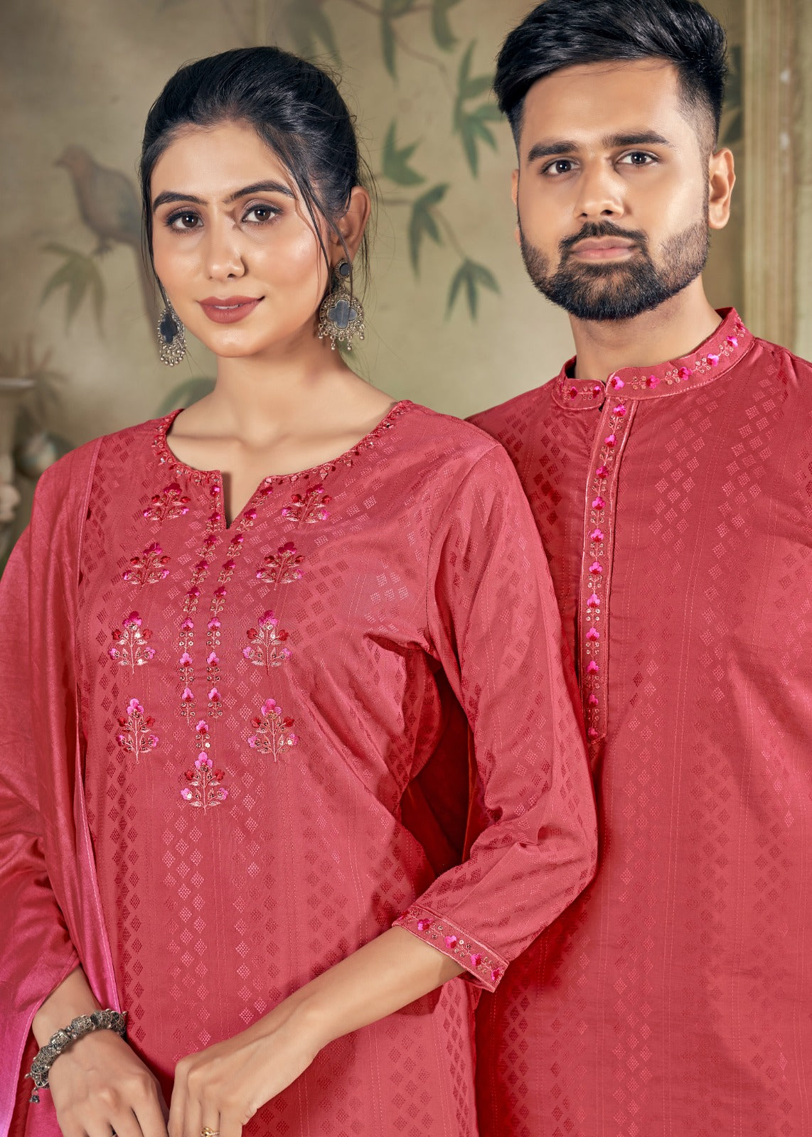 Beautiful Traditional Men and Women Couple Wear Same Matching Dress mahezon