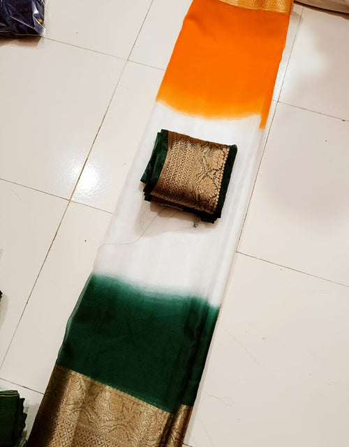 Load image into Gallery viewer, Women Tri colour Independence day Saree mahezon
