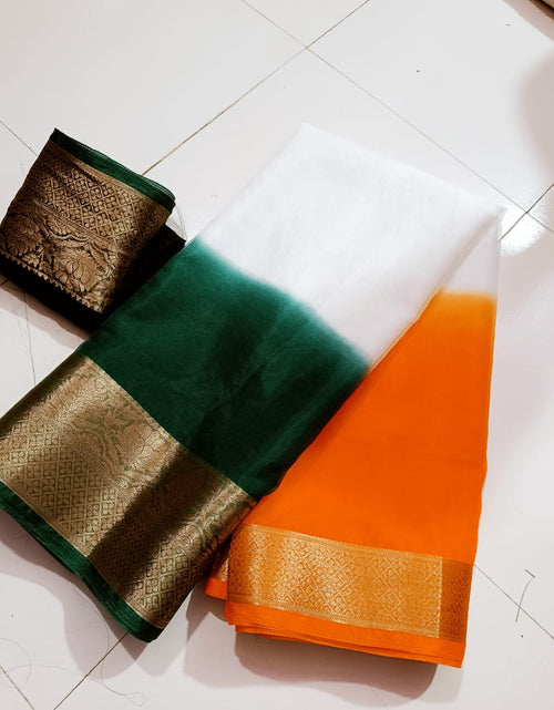 Load image into Gallery viewer, Women Tri colour Independence day Saree mahezon

