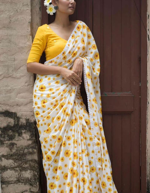 Load image into Gallery viewer, Beautiful Women Sunflower Floral design Saree mahezon
