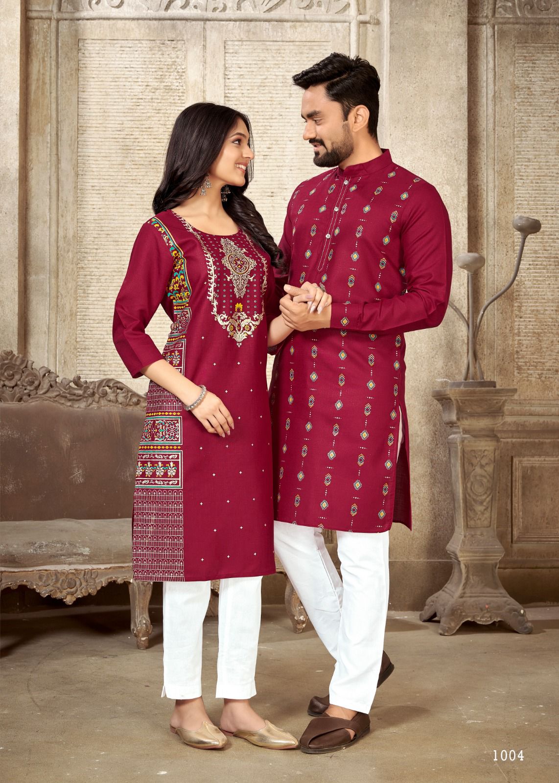 Beautiful Men's and Women's Red Same Matching Couple wear Dress mahezon