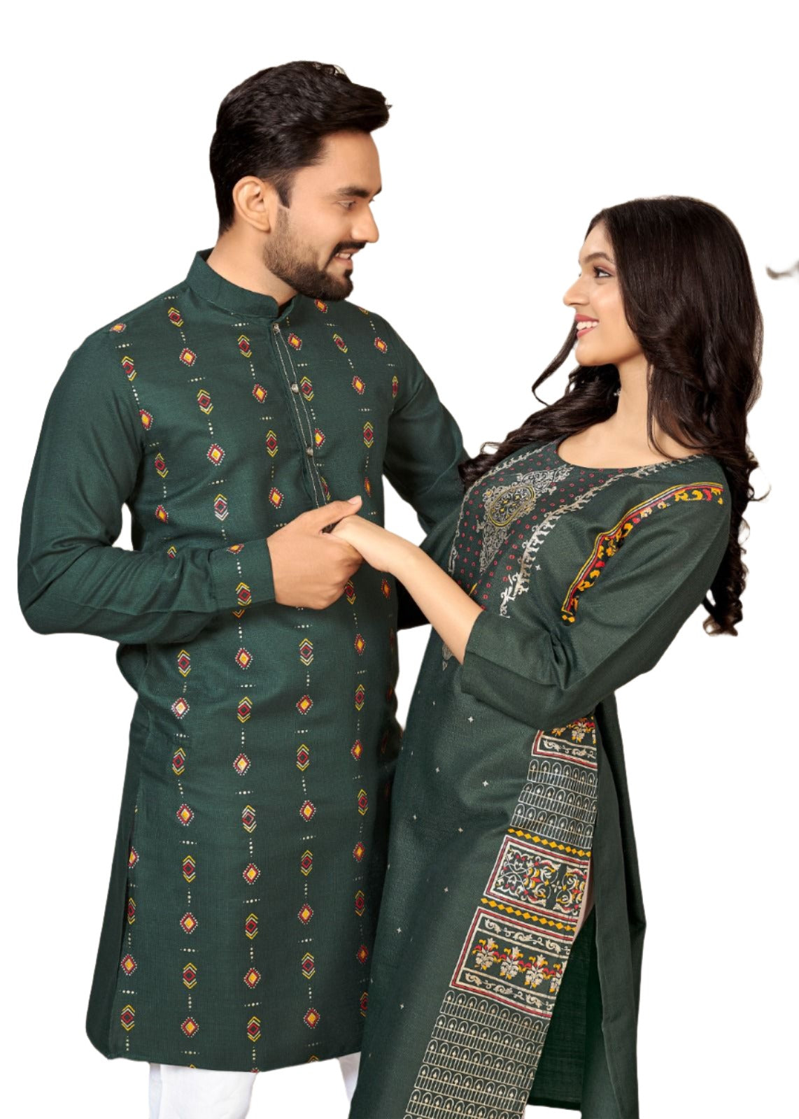 Beautiful Traditional Cotton Couple Wear Men's Kurta Pyjama and Women –  mahezon