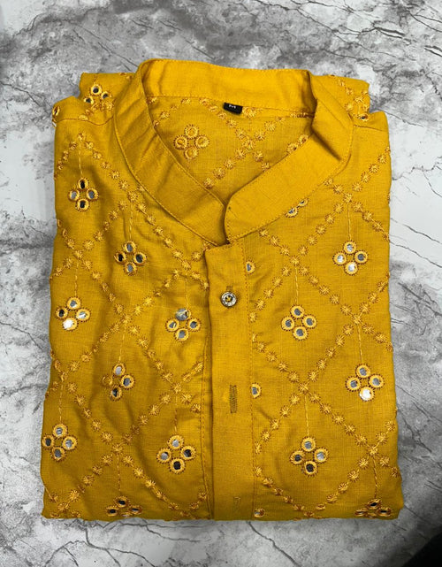 Load image into Gallery viewer, Men&#39;s Traditional Yellow Kurta Pajama set mahezon
