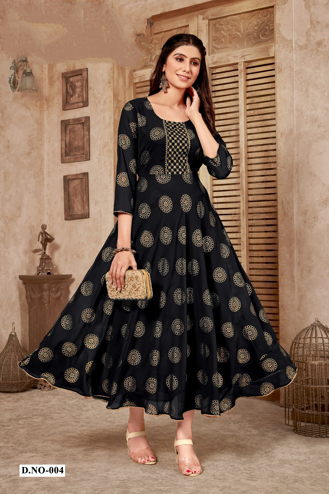 Ladies Flavour Maharani Silk With Heavy Handwork Long Gown Style Kurtis in  Chandigarh at best price by A K Enterprises - Justdial