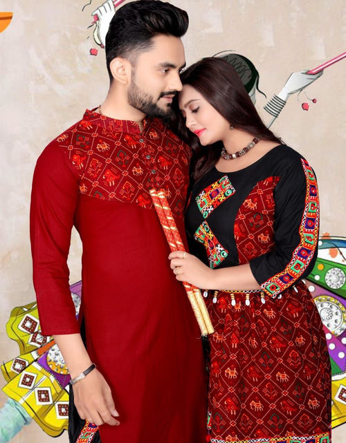 Load image into Gallery viewer, Couple wear Traditional Navratri Men Kurta Dhoti and Women Kedia Dhoti mahezon
