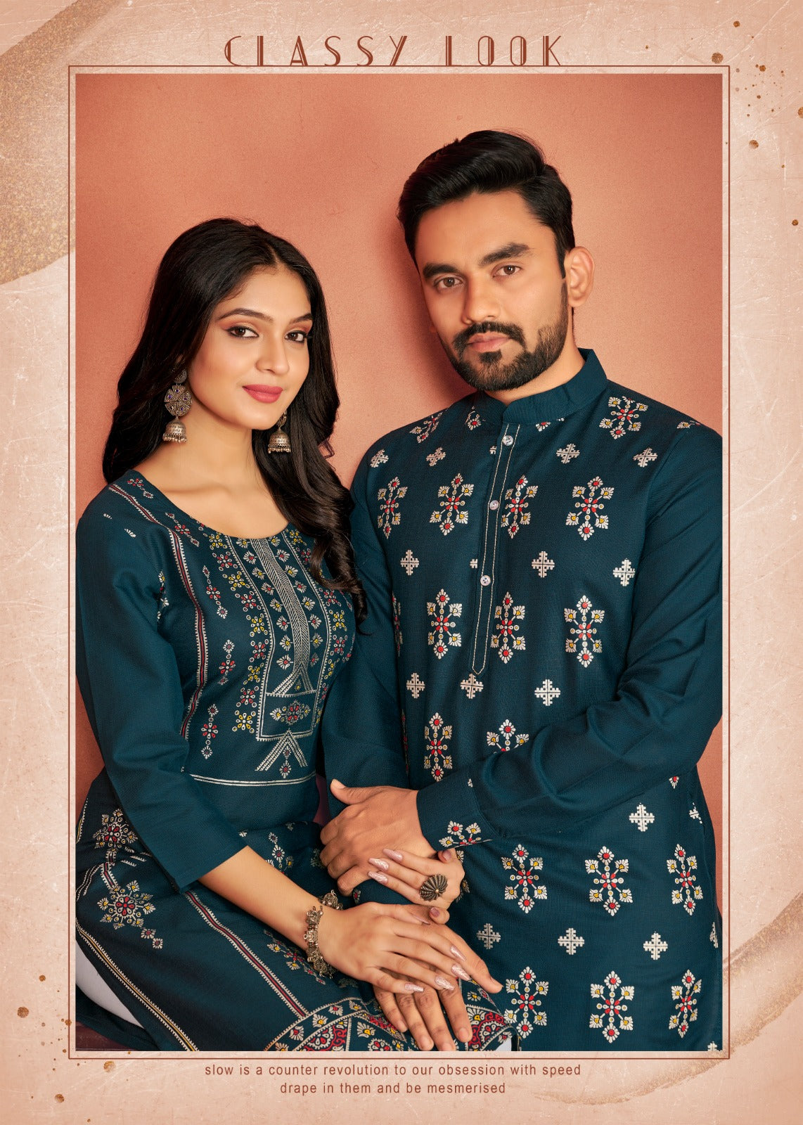 Katha Work Cotton Shirt Dress Combo Twinning Couple Matching Outfit – Tusok