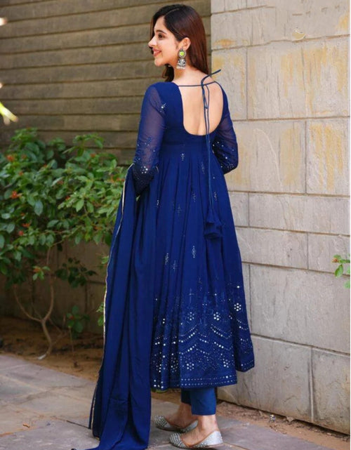 Buy Navy blue designer georgette floor touch designer Gown Online In India  At Discounted Prices