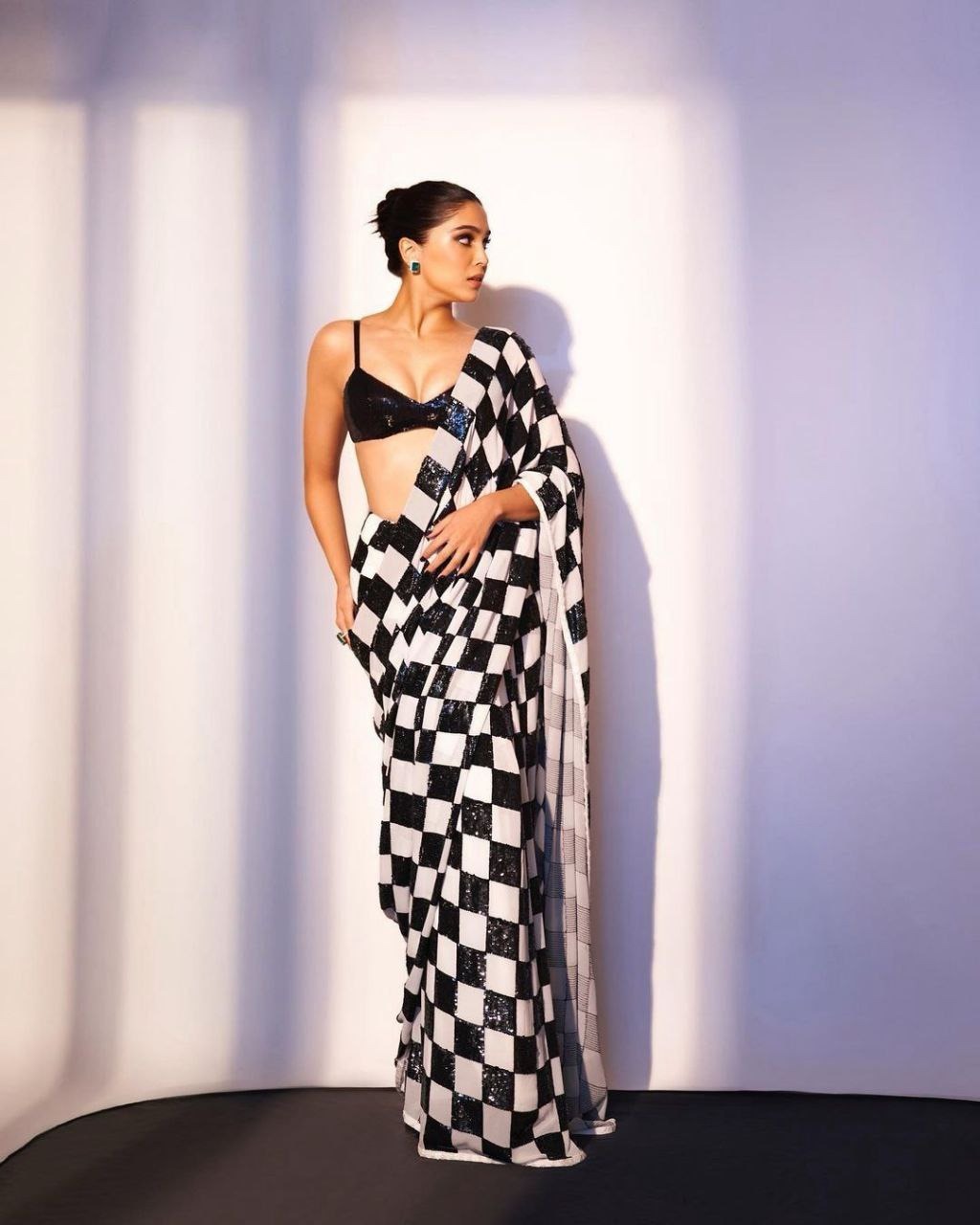 Black and White Fancy Designer Women Saree – mahezon