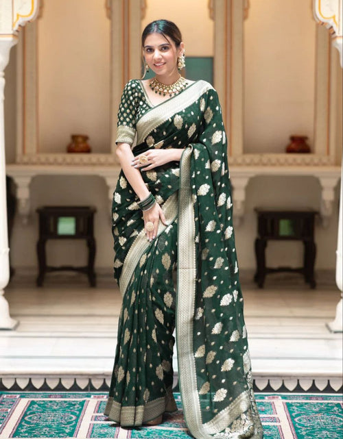 Load image into Gallery viewer, Women&#39;s Green Designer Banarasi Saree mahezon
