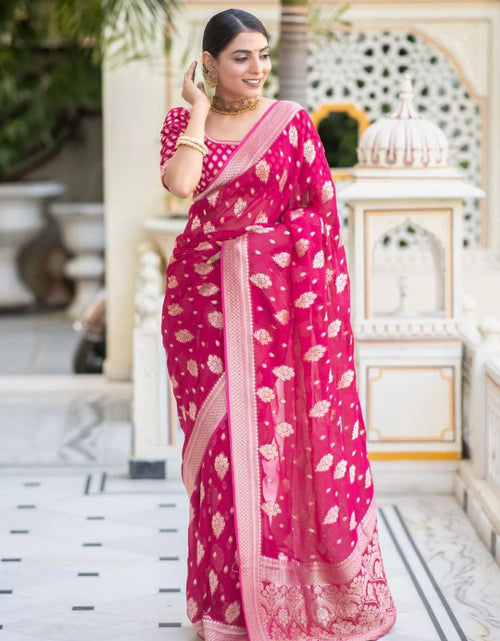 Load image into Gallery viewer, Women&#39;s Pink Designer Banarasi Saree mahezon
