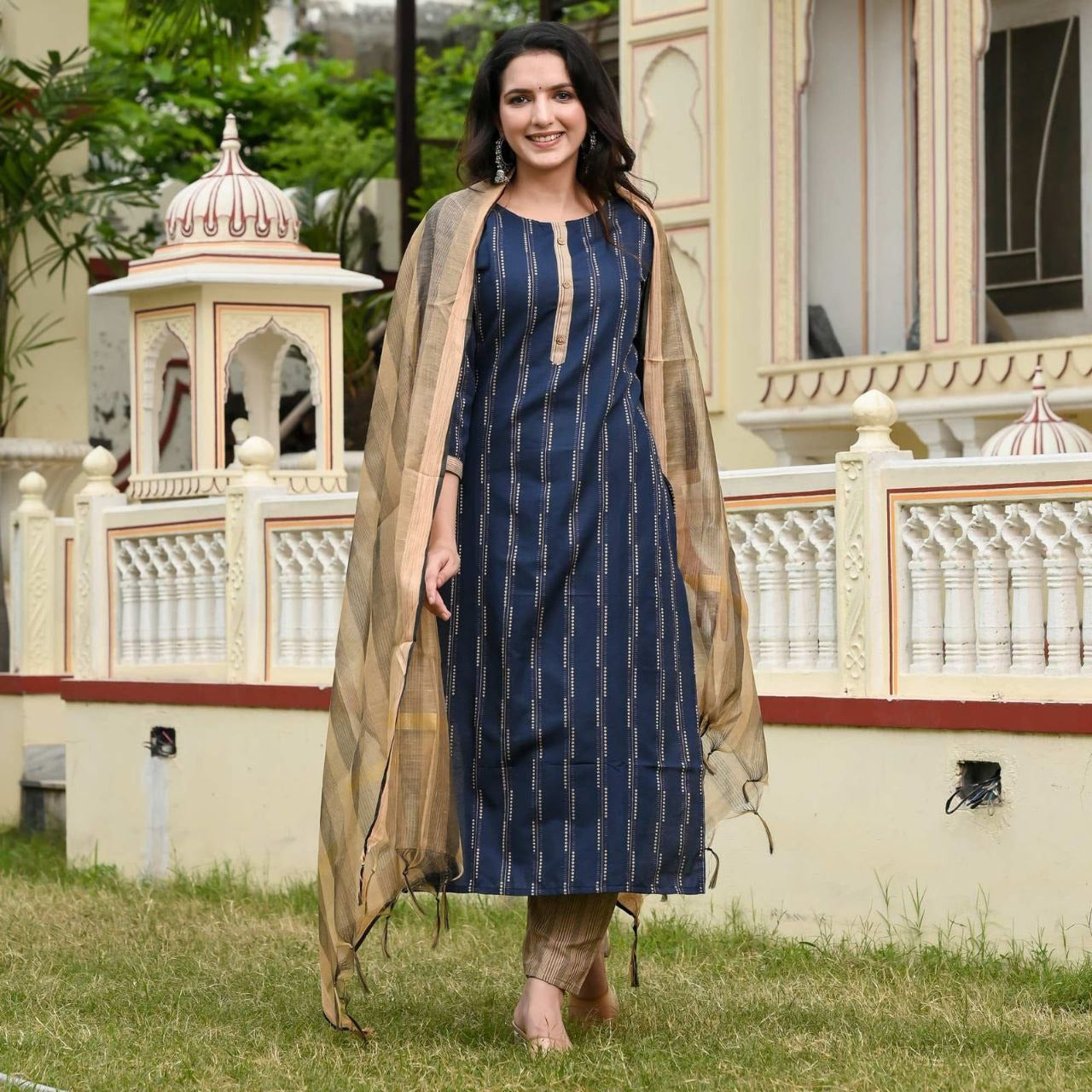 Women's Designer Cotton Kurti Pant with Dupatta set mahezon