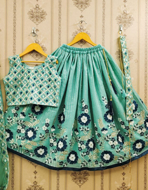 Load image into Gallery viewer, Kids Embroidery Sequence Lehenga Blouse set with Dupatta mahezon

