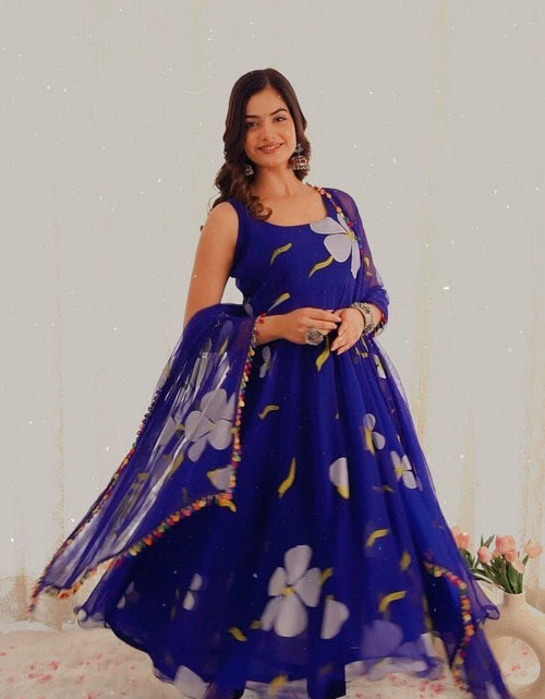 Load image into Gallery viewer, Women&#39;s Blue Party wear Gown with Dupatta Suit mahezon
