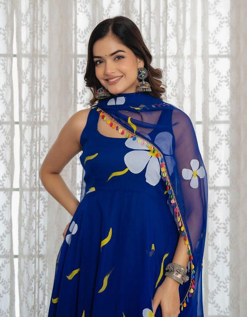 Load image into Gallery viewer, Women&#39;s Blue Party wear Gown with Dupatta Suit mahezon
