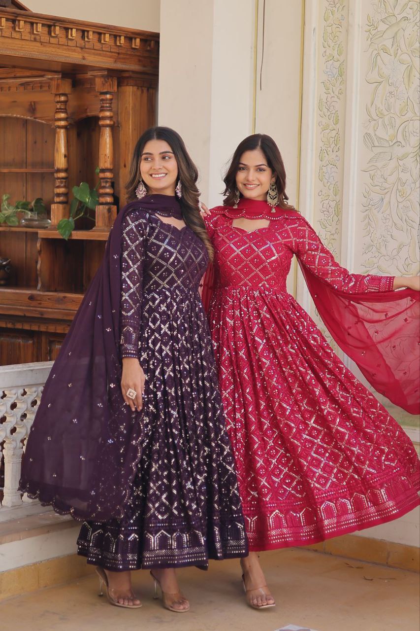 Women's Party wear Gown with Dupatta Suit mahezon
