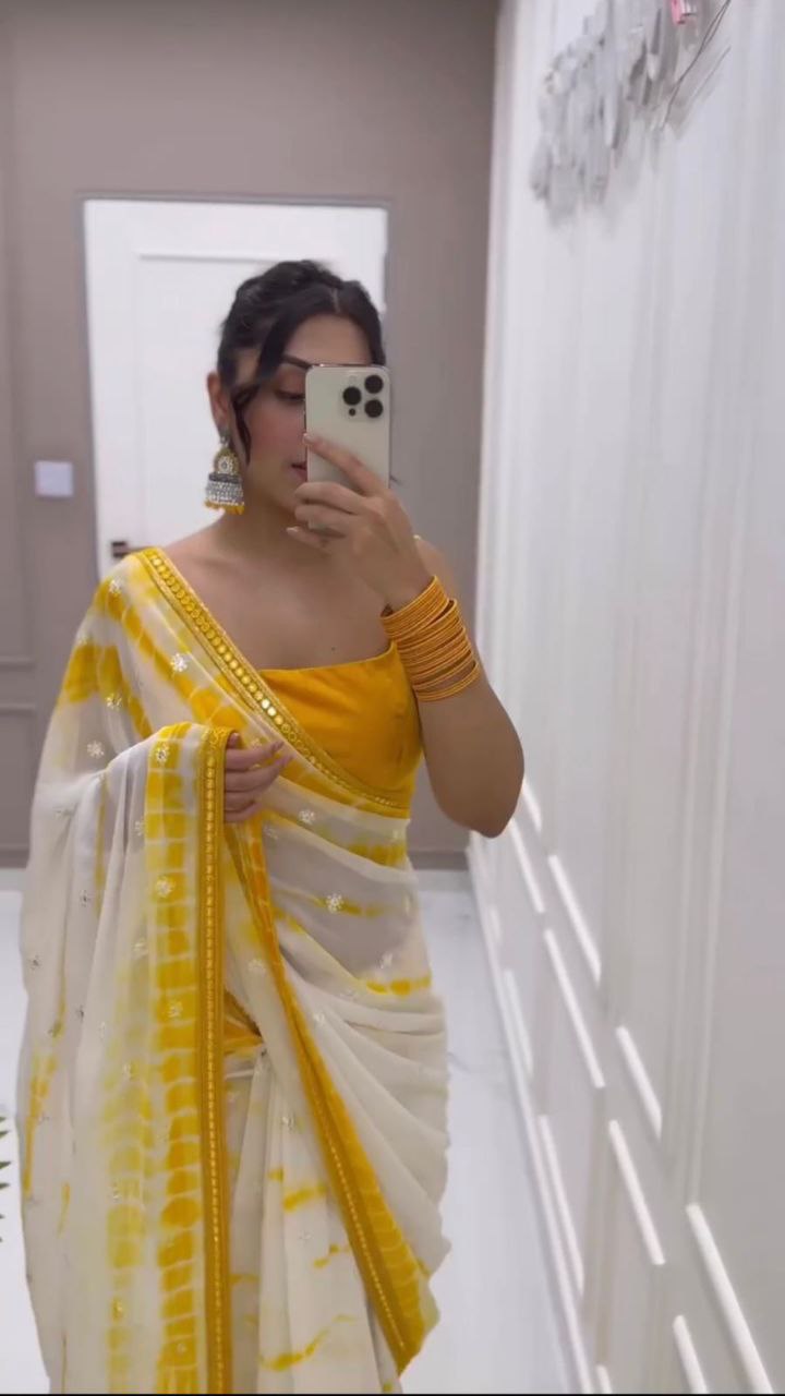Women's Bollywood Sequins Party wear Saree mahezon