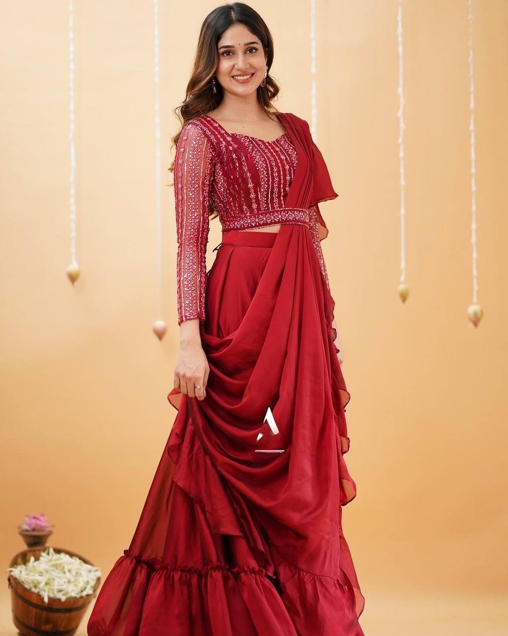 Fashionable Red Color Lehenga Saree – vastracloth