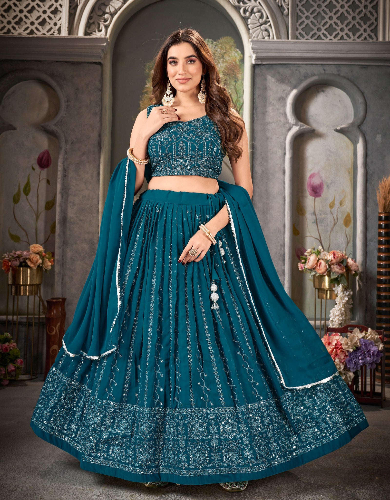 Women s Party wear Embroidery Lehenga Choli Dupatta mahezon