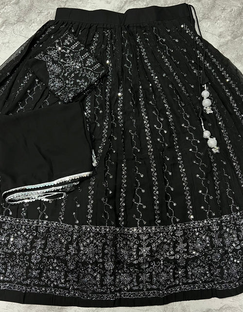 Load image into Gallery viewer, Black Party wear Embroidery Lehenga Choli Dupatta mahezon
