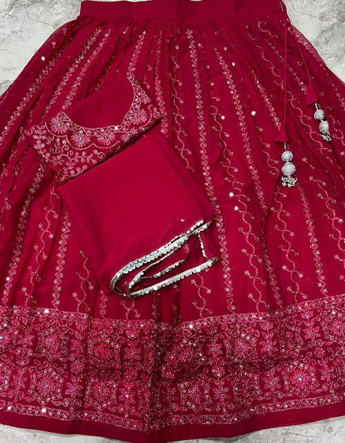 Load image into Gallery viewer, Pink Party wear Embroidery Lehenga Choli Dupatta mahezon
