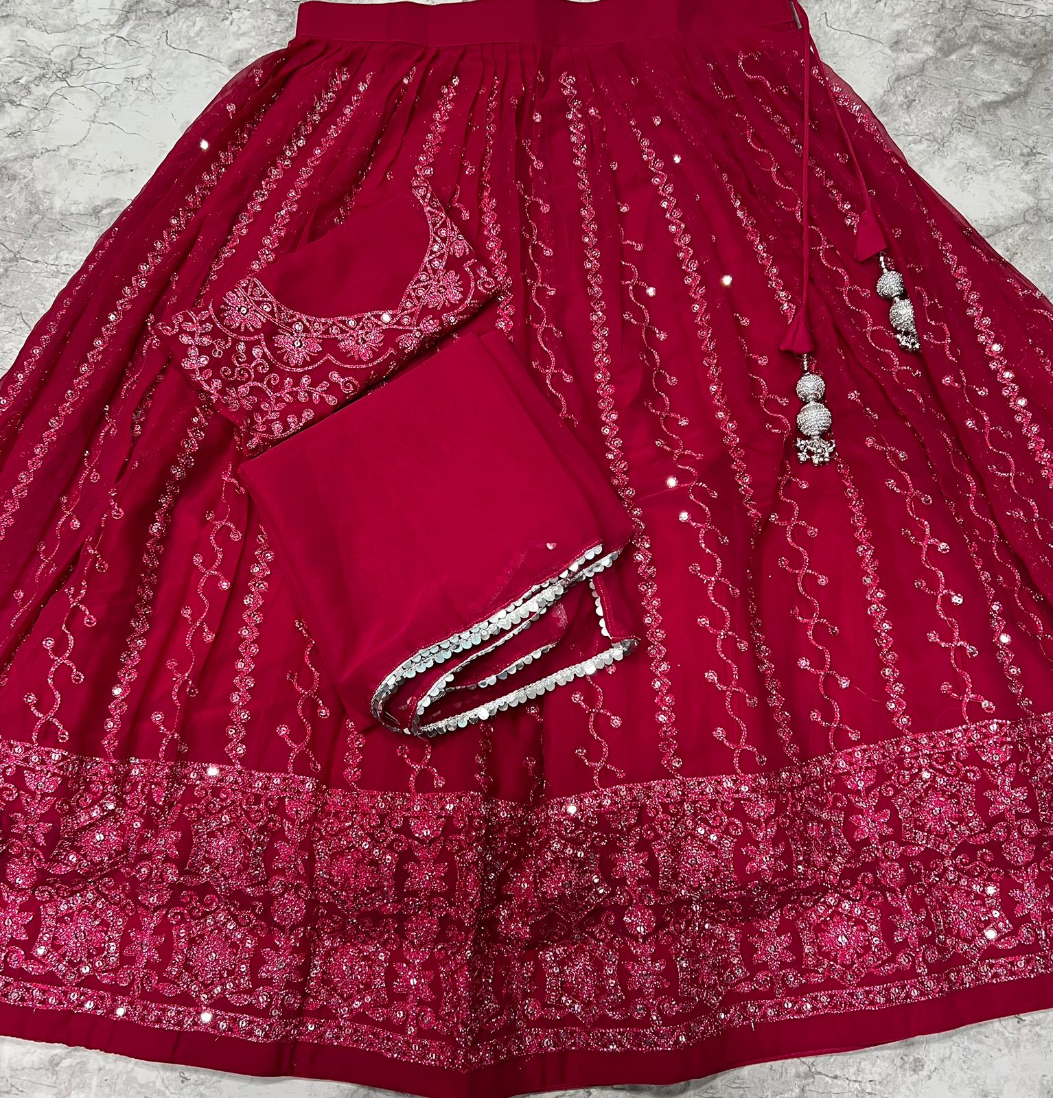 Pink Party wear Embroidery Lehenga Choli Dupatta mahezon