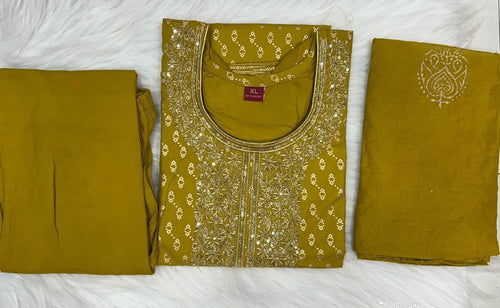 Load image into Gallery viewer, Party wear Yellow Women Kurta Pant with Dupatta Suit mahezon
