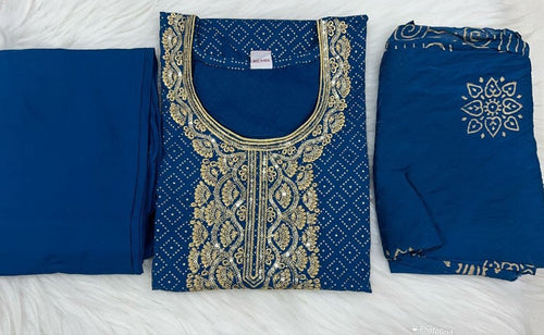 Load image into Gallery viewer, Party wear Blue Women Kurta Pant with Dupatta Suit mahezon
