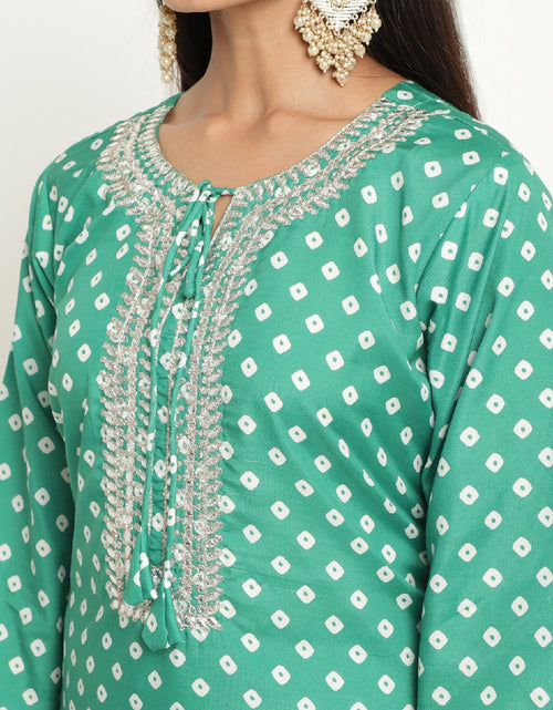 Load image into Gallery viewer, Cotton Party wear Women&#39;s Kurta Pant with Dupatta Suit Green mahezon
