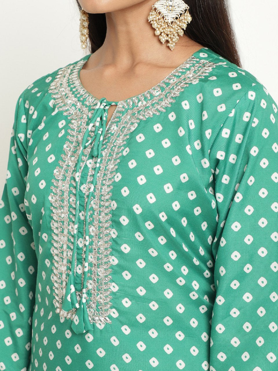 Cotton Party wear Women's Kurta Pant with Dupatta Suit Green mahezon