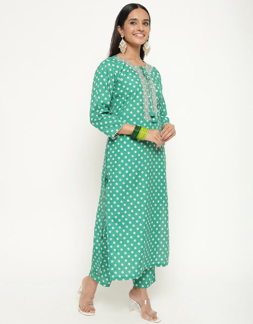 Load image into Gallery viewer, Cotton Party wear Women&#39;s Kurta Pant with Dupatta Suit Green mahezon
