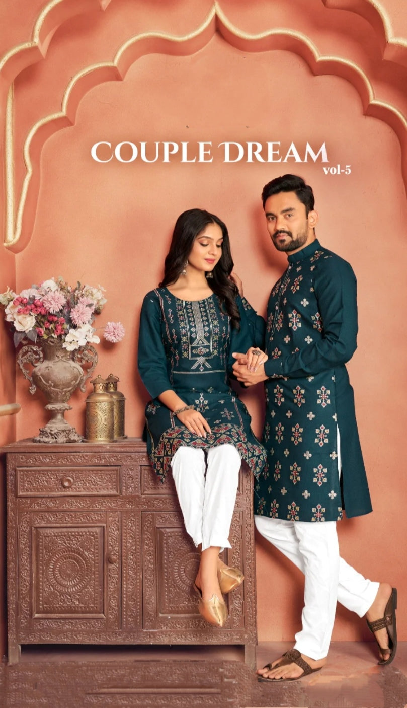 Traditional Couples Wear Same pure Cotton Same Matching Dress mahezon