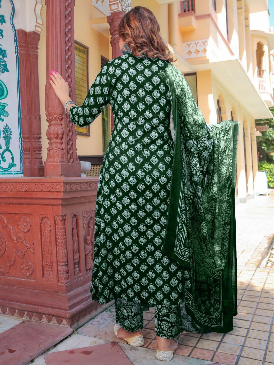 Rayon Party wear Women's Kurta Suit Green mahezon