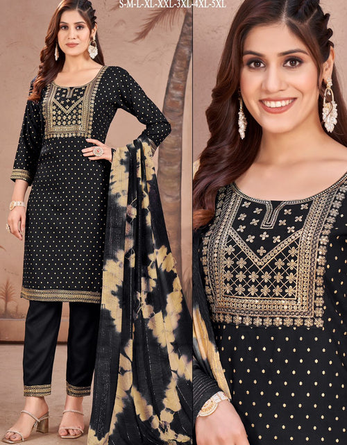 Load image into Gallery viewer, Rayon Embroidery Sequence Party Wear Women&#39;s Kurta Suit Black mahezon
