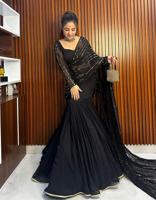 Load image into Gallery viewer, Party wear Ready to Wear Women&#39;s Lehenga Saree Black mahezon
