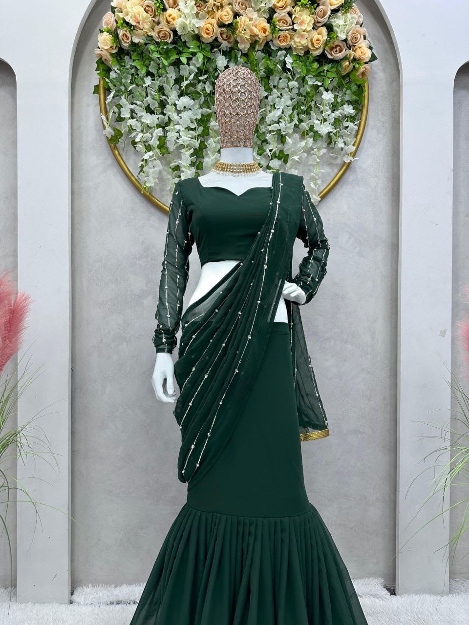 Readytowear Kanchipuram Silk Saree Gown of Half Saree Lehenga Style, Indian  Wedding Wear Saree Lehenga Gown, Brides Wear Lahenga for Women - Etsy