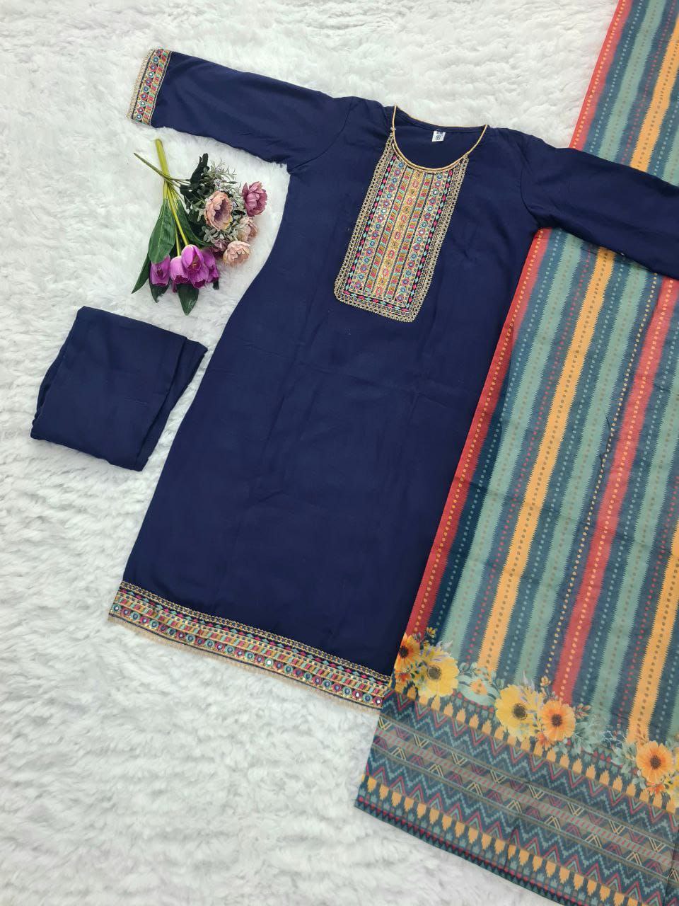 Rayon Embroidery Sequence Party wear Women's Kurta Suit mahezon