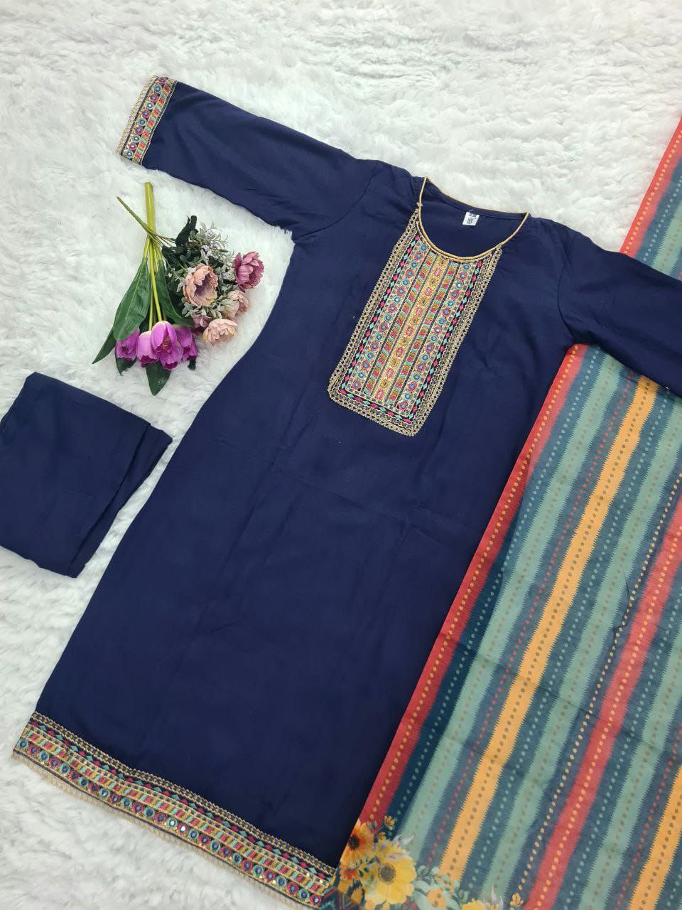 Rayon Embroidery Sequence Party wear Women's Kurta Suit mahezon