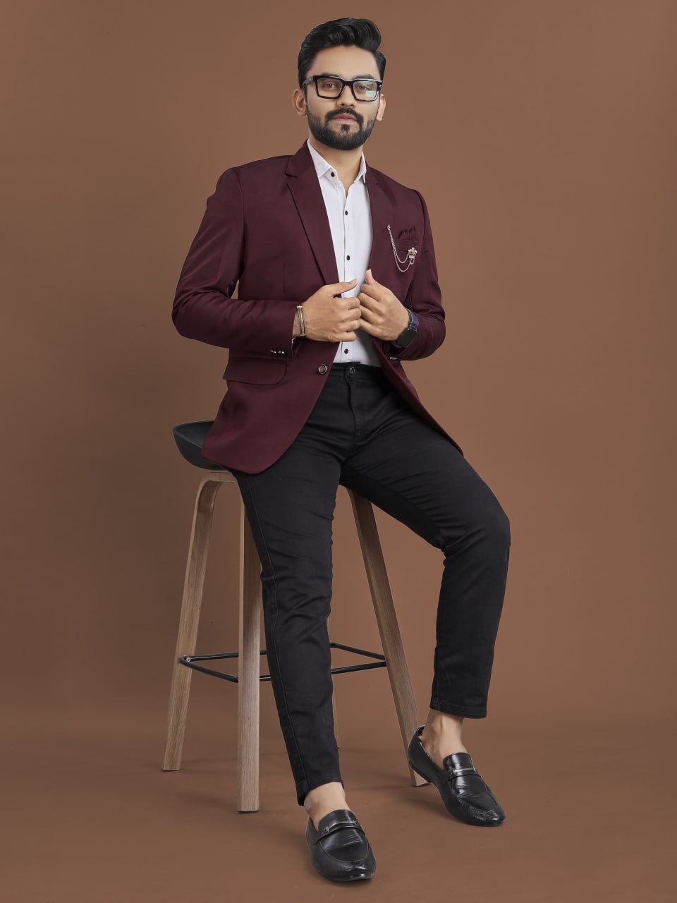 Stylish Men's Blazer for Wedding Wine mahezon