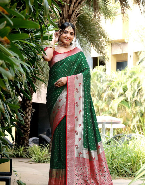 Load image into Gallery viewer, Party wear Soft Silk Women&#39;s Paithani Saree Green mahezon
