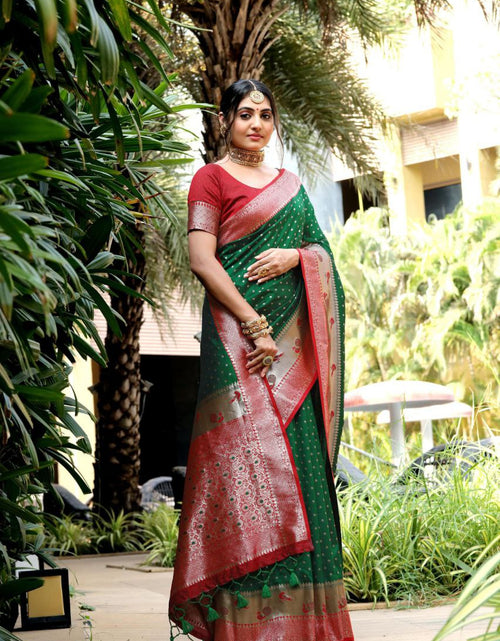 Load image into Gallery viewer, Party wear Soft Silk Women&#39;s Paithani Saree Green mahezon
