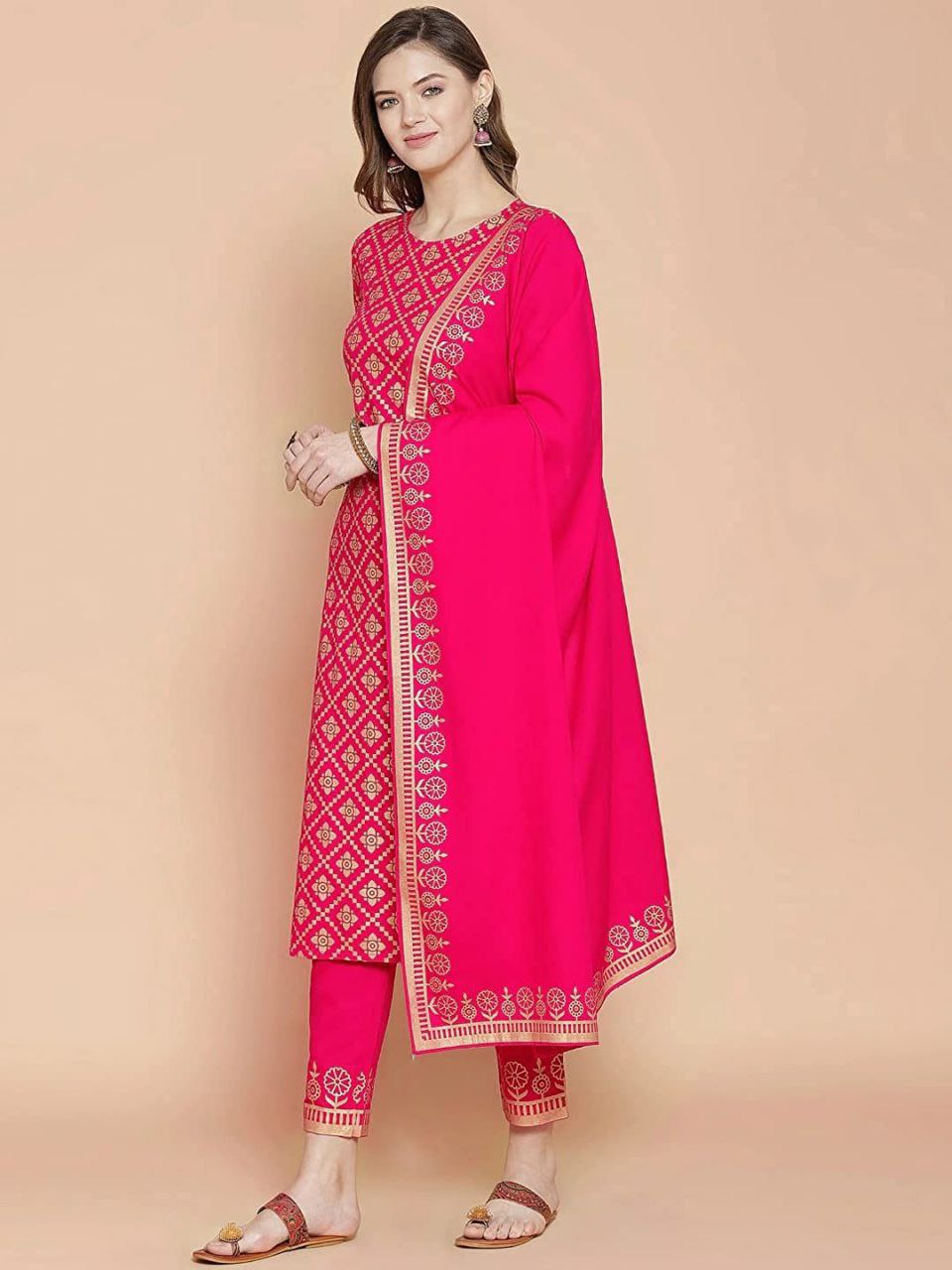 Party wear Jaipuri Cotton 3 Piece Women's Kurta Suit mahezon