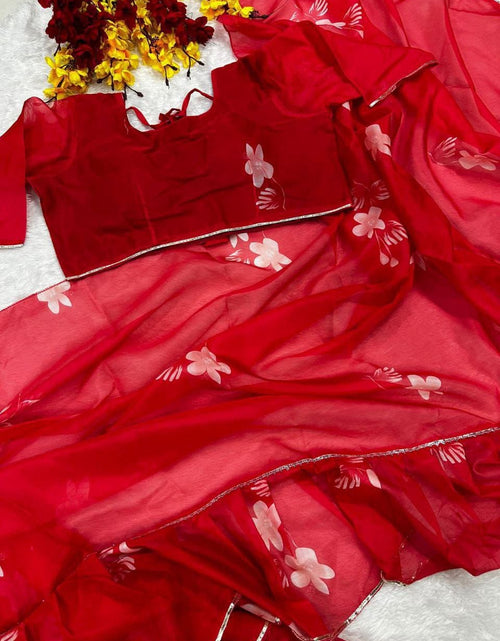 Load image into Gallery viewer, Party wear Floral Women&#39;s Lehenga Saree Red mahezon
