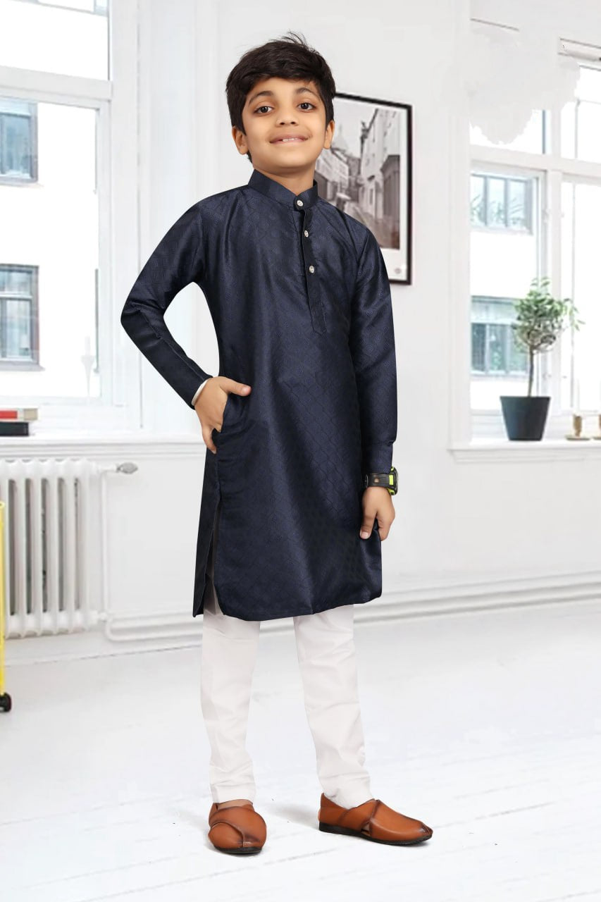 Traditional Party wear Father Son Matching Outfits Dark Blue mahezon