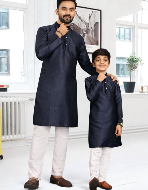 Load image into Gallery viewer, Traditional Party wear Father Son Matching Outfits Dark Blue mahezon
